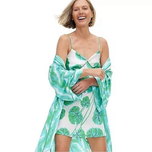 Women's Geranium Leaf Short Satin Slip‎ Dress - DVF x Target Size XL - Picture 5 of 5